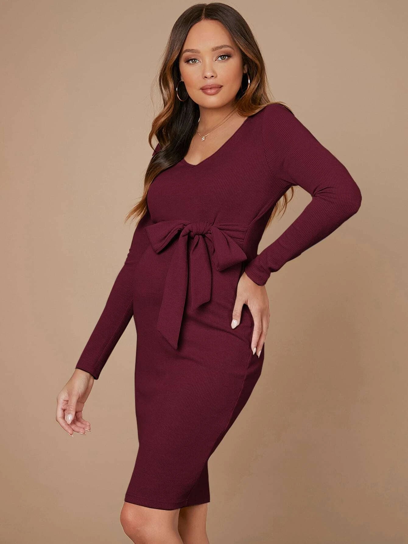 Maternity Belted Bodycon Dress