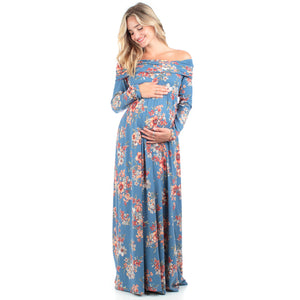Women's Floral Over The Shoulder Ruched Maternity Nursing Dress