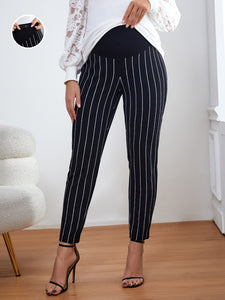 Maternity Vertical Stripe Adjustable Waist Pants