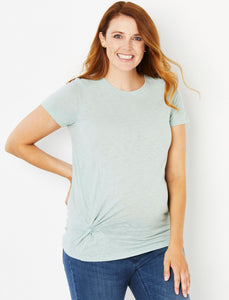 Maternity Side Twist T-shirt- Pale Green