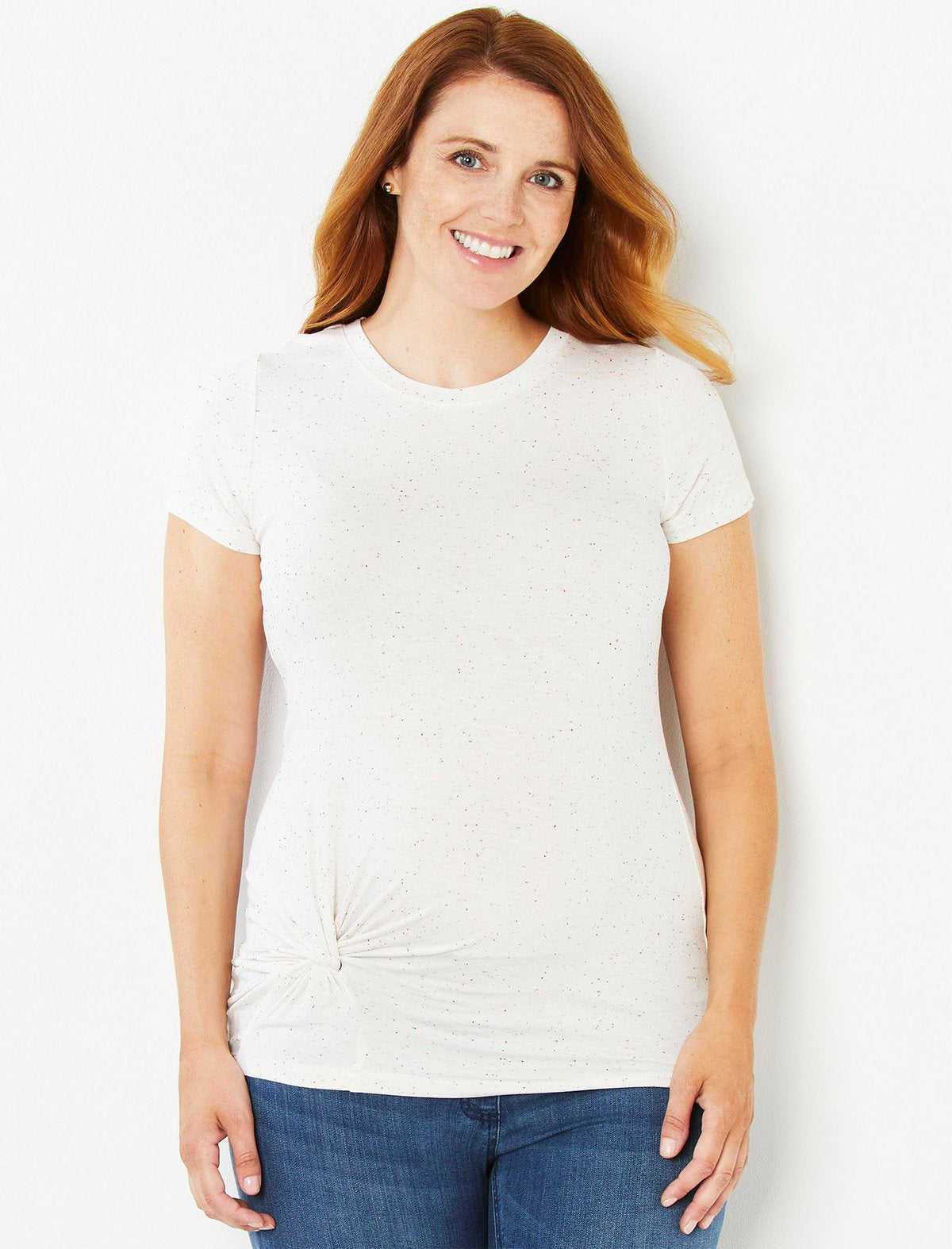 Maternity Side Twist T-shirt- Ivory