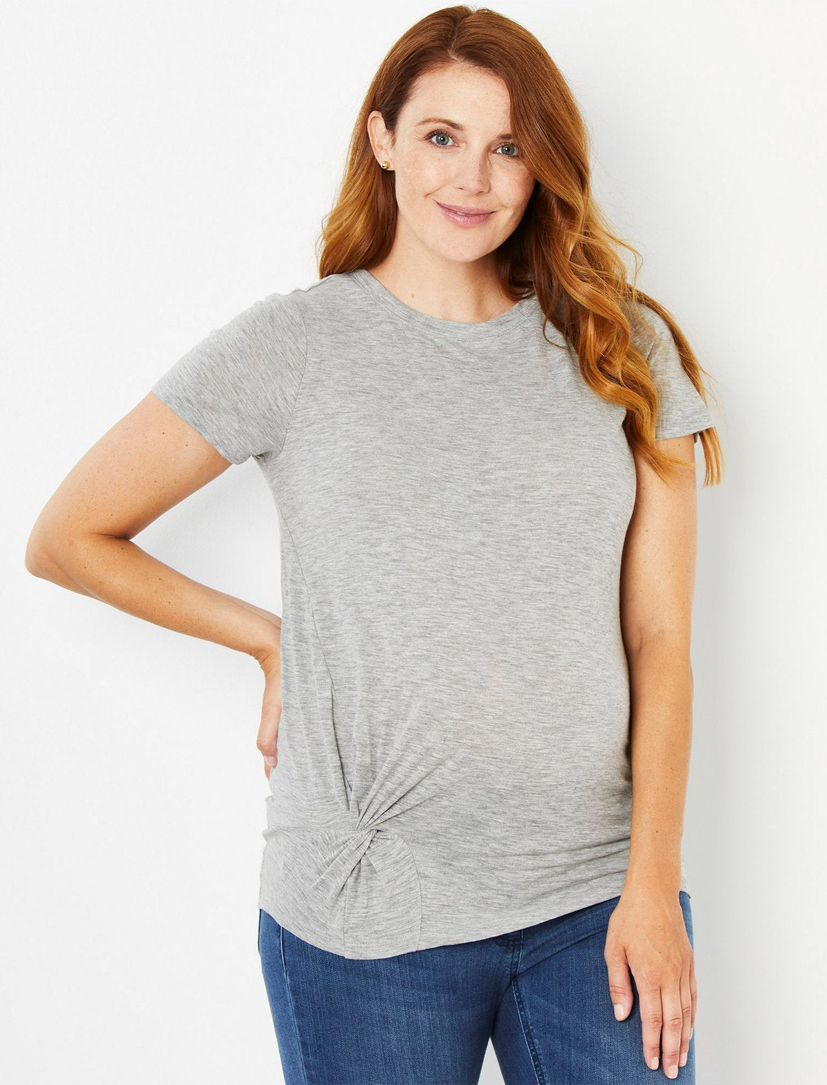 Maternity Side Twist T-shirt - Grey