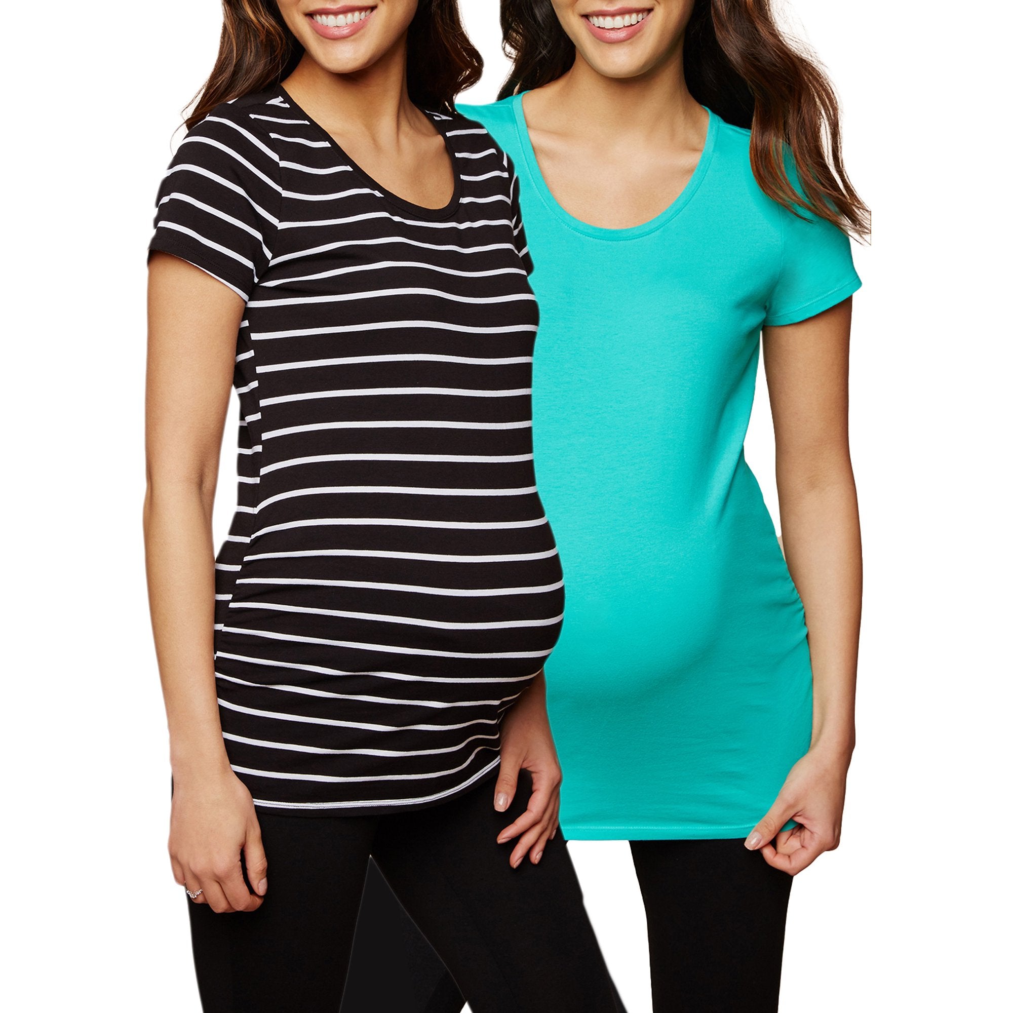 Maternity Scoop Neck Side Ruched T-shirts (2-pack)