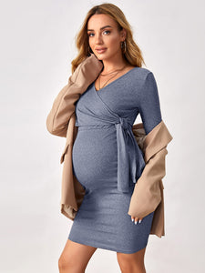 Maternity Wrap Dress with Side Knot (Nursing Friendly)